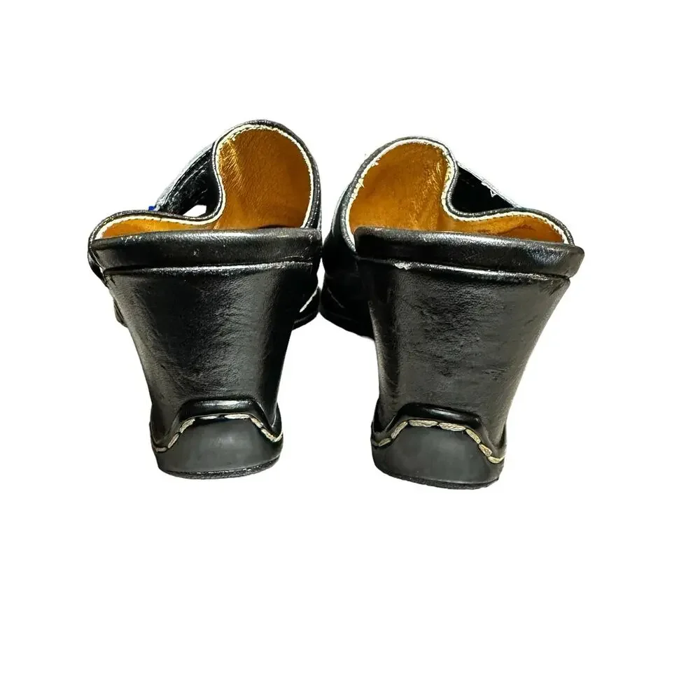 Sofft Black Leather Heeled Mule Clogs Women’s Size 7.5 Comfort Slip on